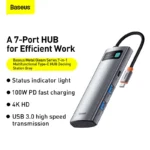 Baseus Metal Gleam Series 7  In 1 Multifunctional Type C HUB Docking  Station - Image 2